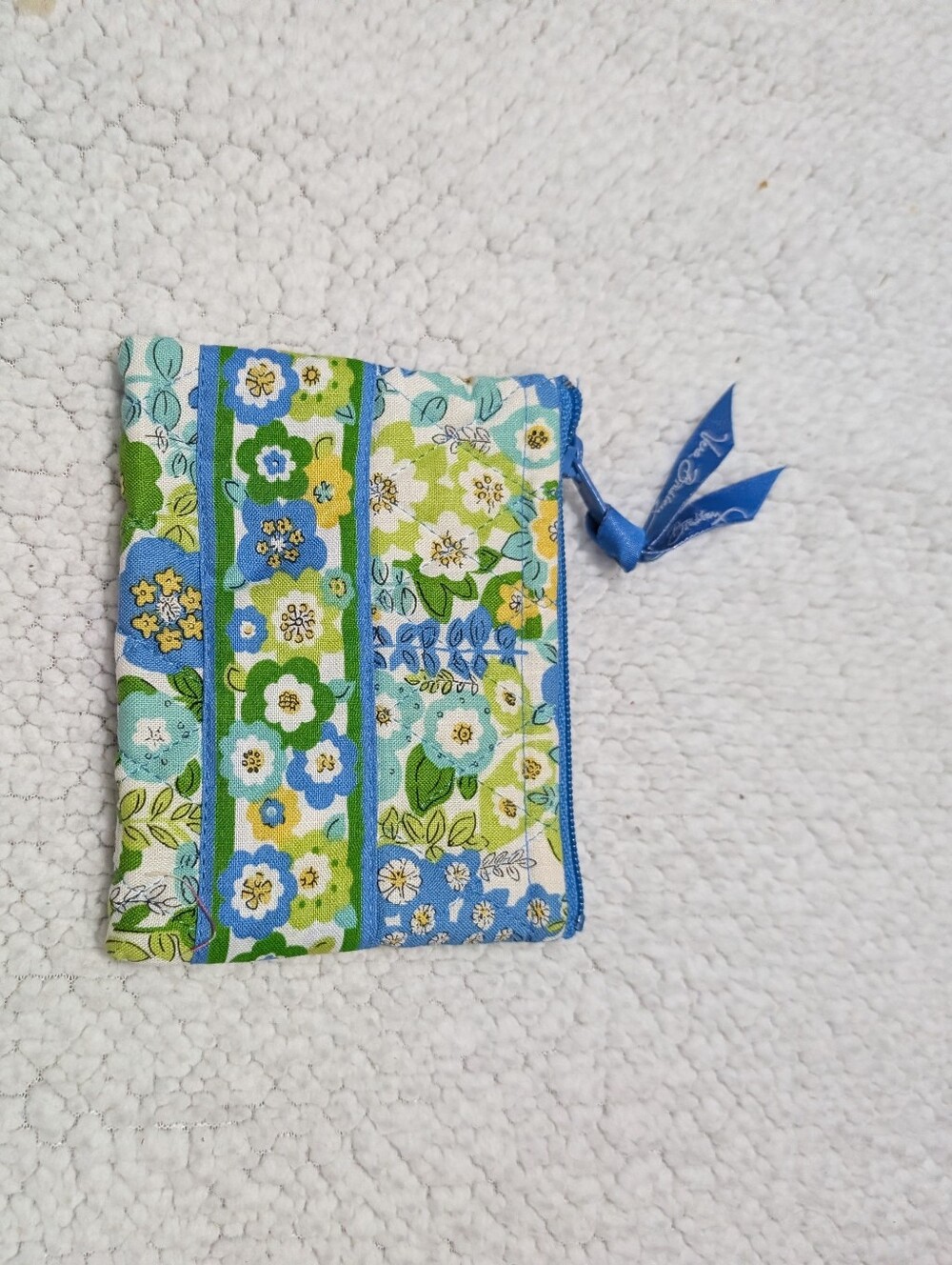 quilted cotton Vera Bradley zip wallet in the retired "English Meadow" pattern
